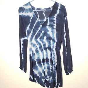 Earthbound Trading Co Navy Blues Shibori Like Tie Dye Small Shorts Romper